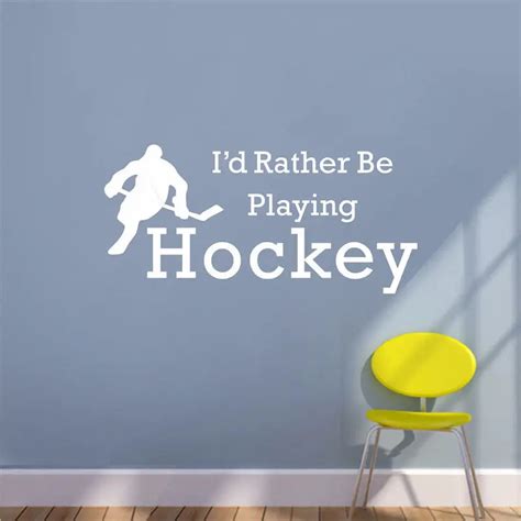 i d rather be playing hockey quotes removable wall art stickers home decor in wall stickers