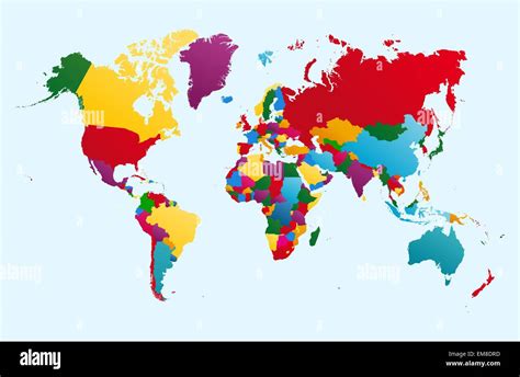 Mapa Del Mundo Vectorial Colorido Completo Con Todos