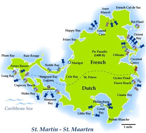 Sint Maarten Map Travel Map Vacations Travelsfinderscom