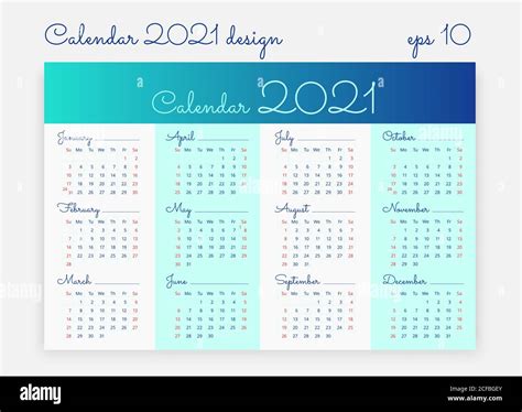 2021 Calendar New 2021 Year Sundays And Saturdays Are Highlighted In