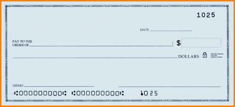 Blank Check With False Numbers In A Blue Tone Best Templates Ideas