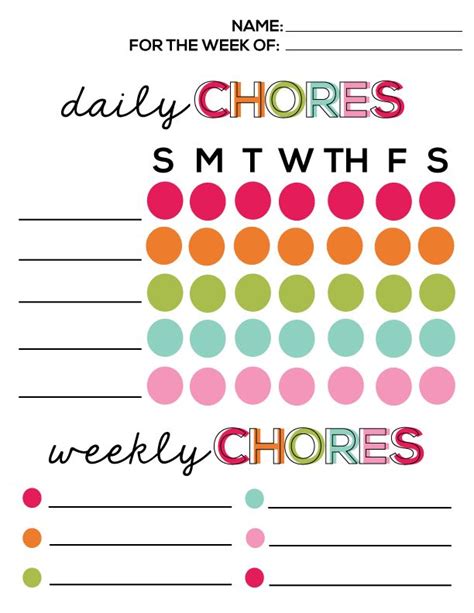Printable Chore Chart Kids Chore Chart Printable Chore Chart Kids