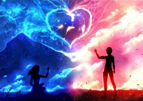 Anime Couple Ice And Fire Love Heart All Diamond Painting