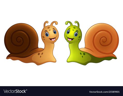 Snails Cartoon In Two Colours Royalty Free Vector Image