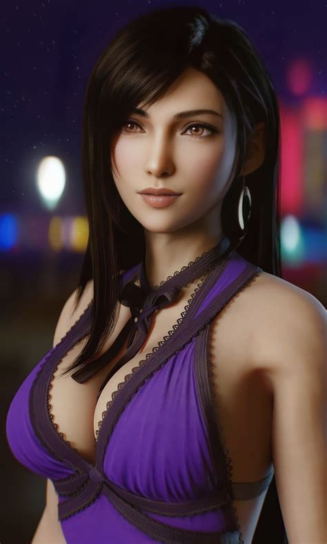 Women Dark Hair Cleavage Video Game Characters Tifa Lockhart