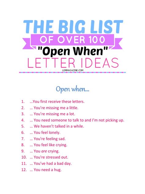 101 Open When Letter Ideas