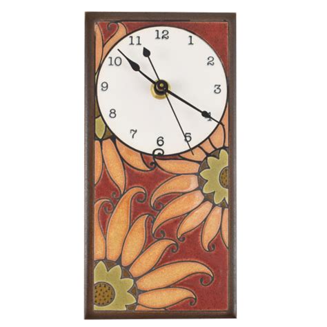 Mini Ceramic Wall Clock Sunflower Fiesta Red