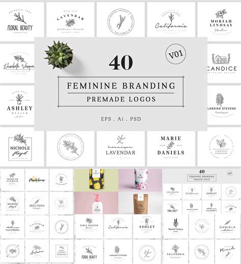 Feminine Branding Premade Logos Free Download
