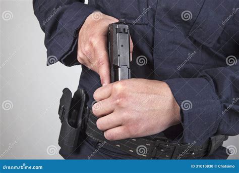Policeman With Gun Stock Photo Image Of Ready Guard 31010830