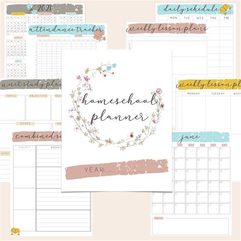 Undated Printable Homeschool Planner Floral Digital Download Etsy