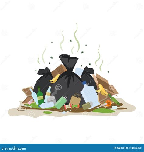 Big Smelly Pile Of Garbage Bad Smell Trash Isolated On White