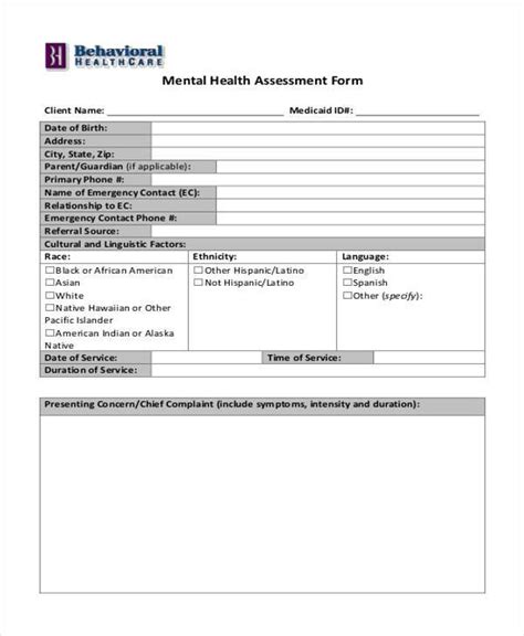 Free 29 Sample Blank Assessment Forms In Pdf Ms Word
