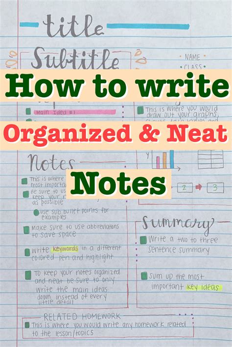 Organized And Neat Notes Tips In 2020 School Organization Notes