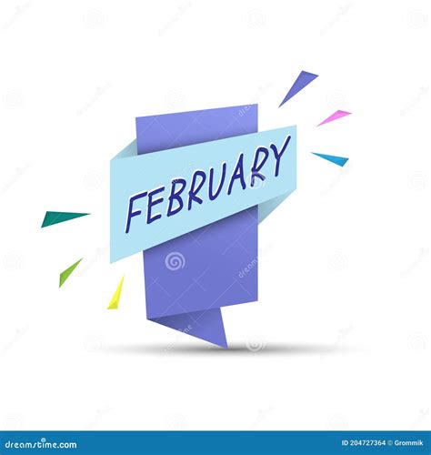 February Colored Banner With The Name Of The Month Of The Year Stock