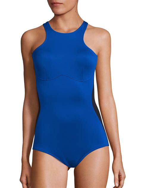 Stella Mccartney One Piece Colorblock Swimsuit In Blue Lyst