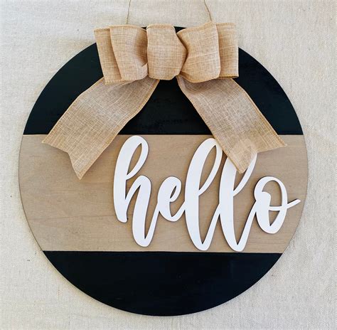 Hello Wood Sign Front Porch Welcome Sign Welcome Sign For Etsy