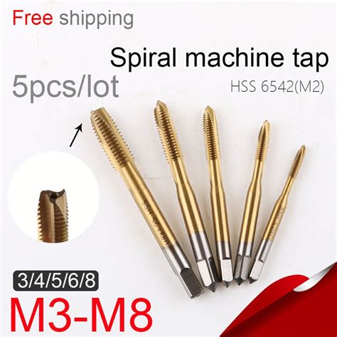 Spiral Pointed Taps Tapping Thread Forming Tap Titanium Coated Hss 5pc