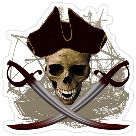 Pirate Skull And Crossed Swords Stickers By Vy Solomatenko Redbubble