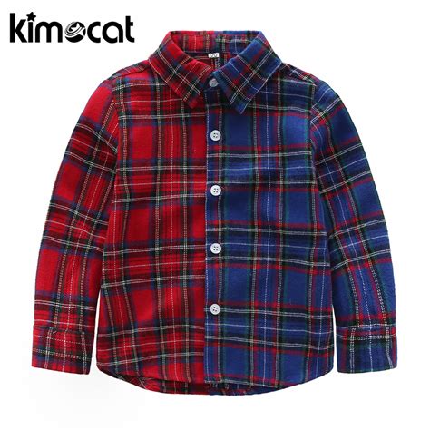 Kimocat New Children Boys Shirts Fashion Classic Casual Plaid 100