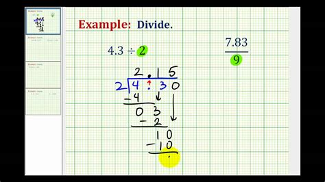 Example Dividing A Decimal By A Whole Number Youtube