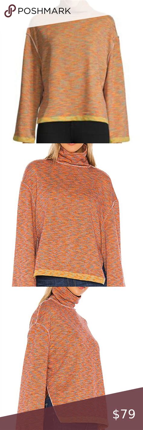 Free People Sunny Days Texture Turtleneck Sweater Variegated Yarns Add