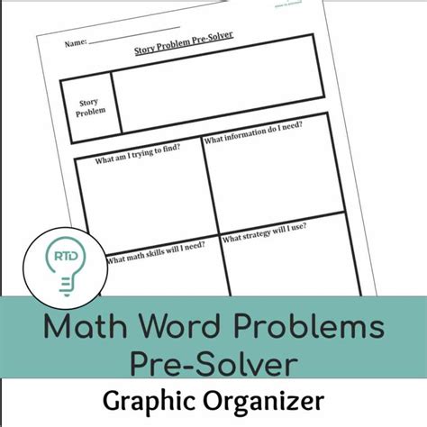 Math Word Problems Pre Solving Graphic Organizer