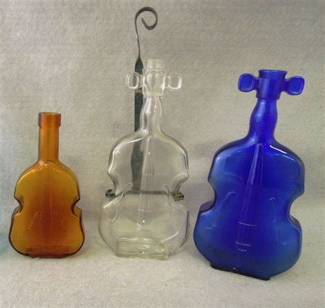 Glass Violin Cello Bottle Collection Amber Brown Clear Cobalt Blue Bottle Glass Bottles