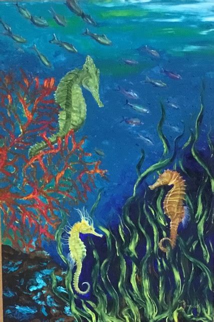 Ocean Seahorse Oil Painting By Cindy Pinnock