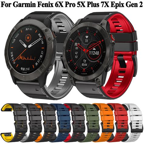 Quickfit 22 26MM Silicone Strap For Garmin Fenix 6X 6 Pro 7X 7 5 5X