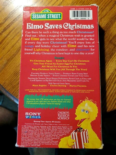 Sesame Street Elmo Saves Christmas Vhs 1996