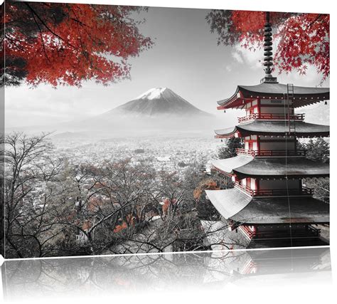 Temple Japonais L Automne Noir Blanc Taille X Sur Toile Xxl Normes Photos