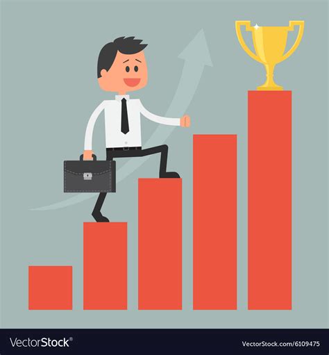 Businessman Climbing Ladder To Success Motivation Vector Image