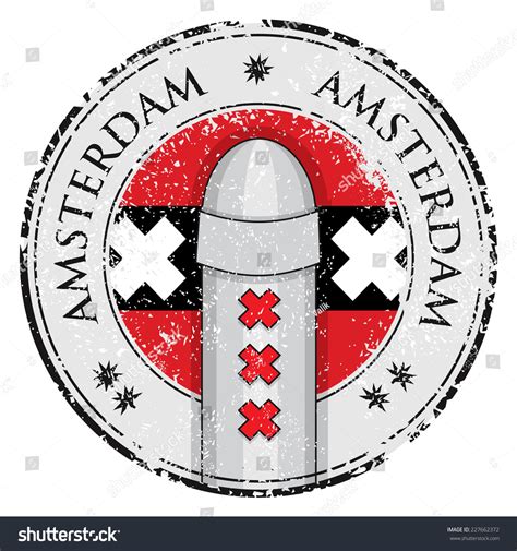 Grunge Stamp Bollard Symbol Amsterdam Flag Stock Vector 227662372