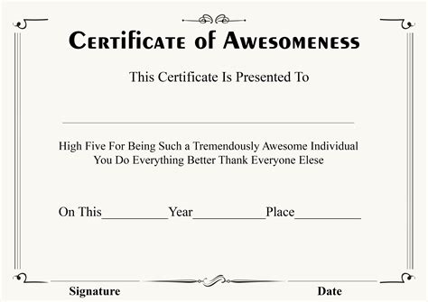 Free Printable Certificate Of Awesomeness Templates