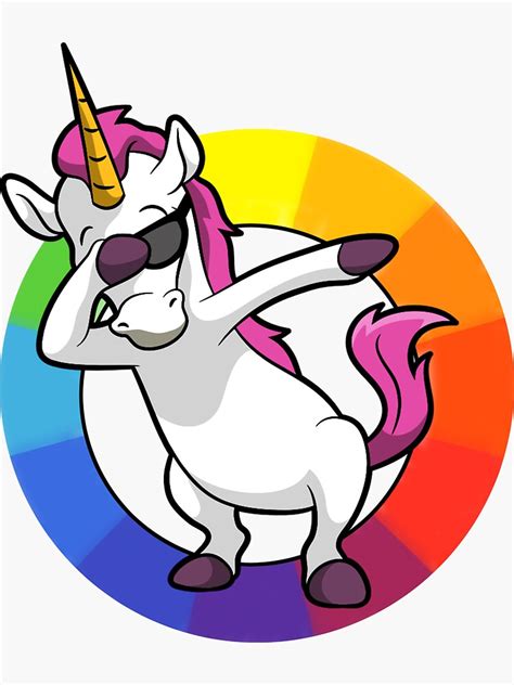 Dabbing Easter Unicorn Funny Dab Unicorns Rainbow Sticker By