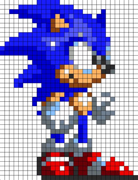 Classic Sonic By Vickicutebunny On Deviantart Pixel Art Grid Perler