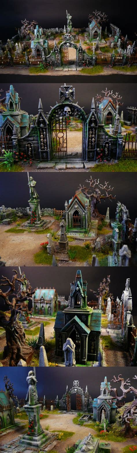 Detailed Miniature Cemetery For Halloween Village Display