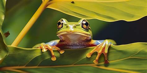 Dumpy Frog On Leaves Frog Amphibian Reptile Generative Ai 30607744
