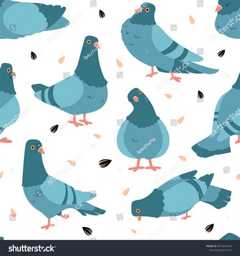 Pigeon Pattern Cartoon Seamless Texture Wild Stock Vector Royalty Free