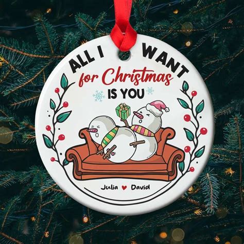 Funny Rude Snowman Couple All I Want For Christmas Is You Personalized