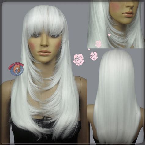 New Beautiful Long White Health Fashion Hair Wig Wigs For Women In