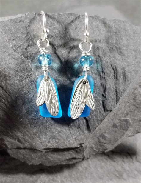 Butterfly Wing Earrings Silver Butterfly Wings On Turquoise Etsy