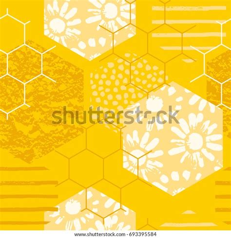 Seamless Geometric Pattern Honeycomb Trendy Hand Stock Vector Royalty