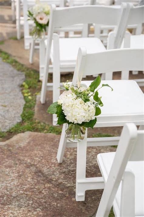 Hydrangea Flowers On Wedding Chairs Wedding Aisle Decorations