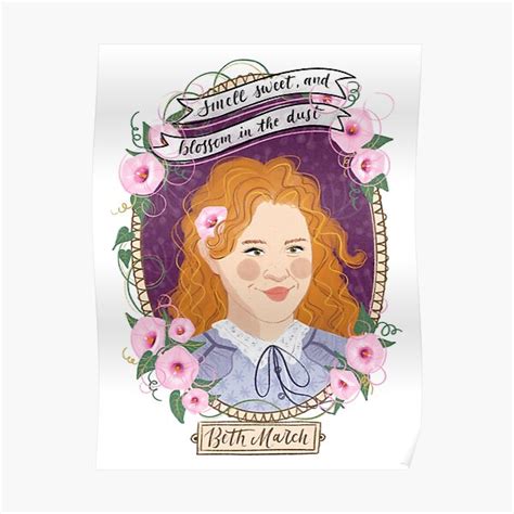 Little Women Potraits Beth March Botanical Illustration Poster For