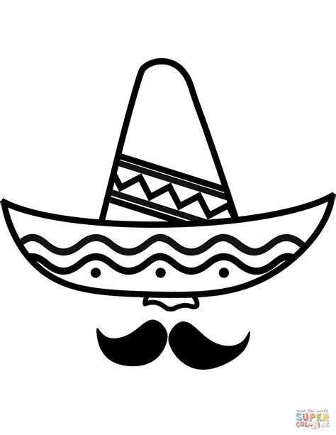 Coloriage Sombrero Mexicain Et Moustache Coloriages Imprimer Gratuits
