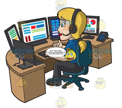 A Calm Female 911 Dispatcher Clipart Cartoons By Vectortoons