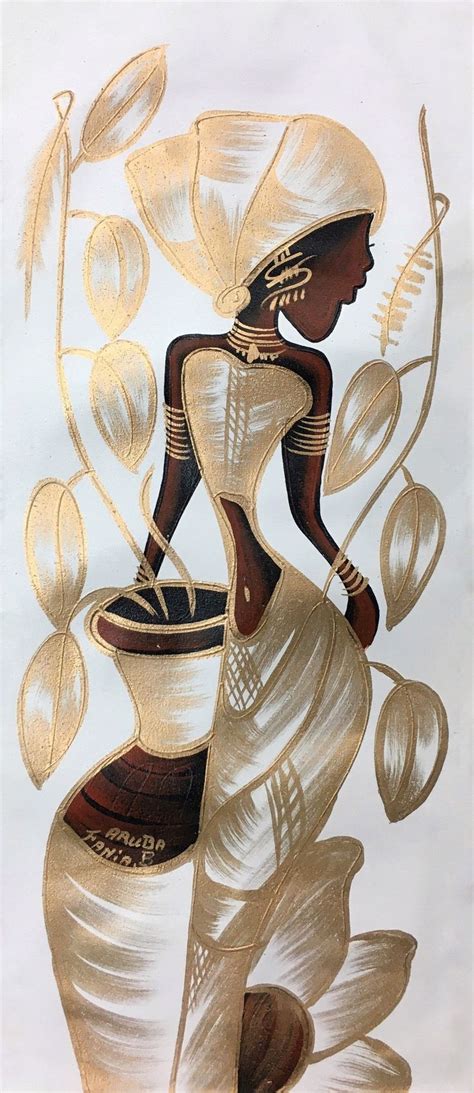 Black Woman Art Oil Painting On Canvas Metallic Gold Etsy African