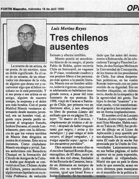 Tres Chilenos Ausentes Memoria Chilena Biblioteca Nacional De Chile