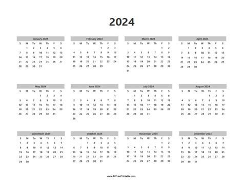 2024 Year Calendar